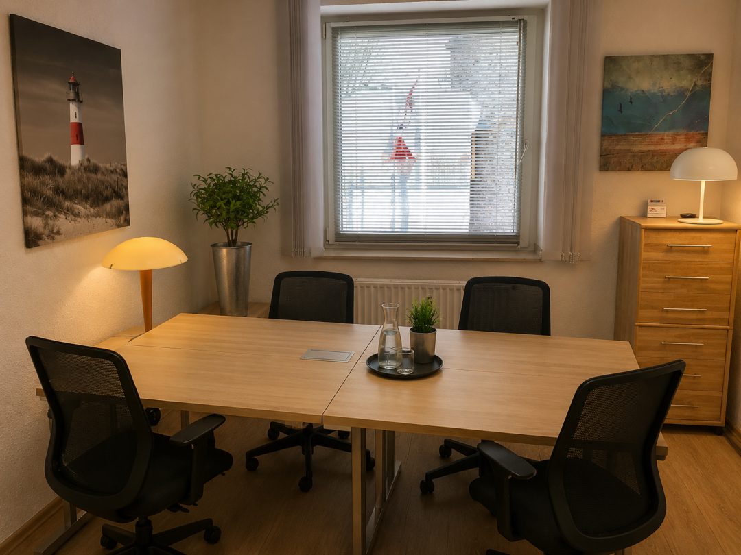 Flex-Arbeitsplatz mit Schreibtischen und ergonomischen Stühlen an Ihrer Geschäftsadresse