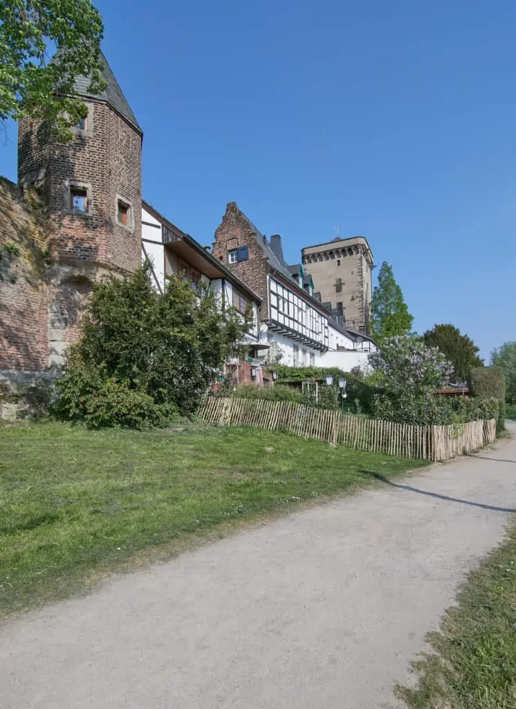 historic medieval customs station by name zons at rhine river near dormagen and neuss in germany
